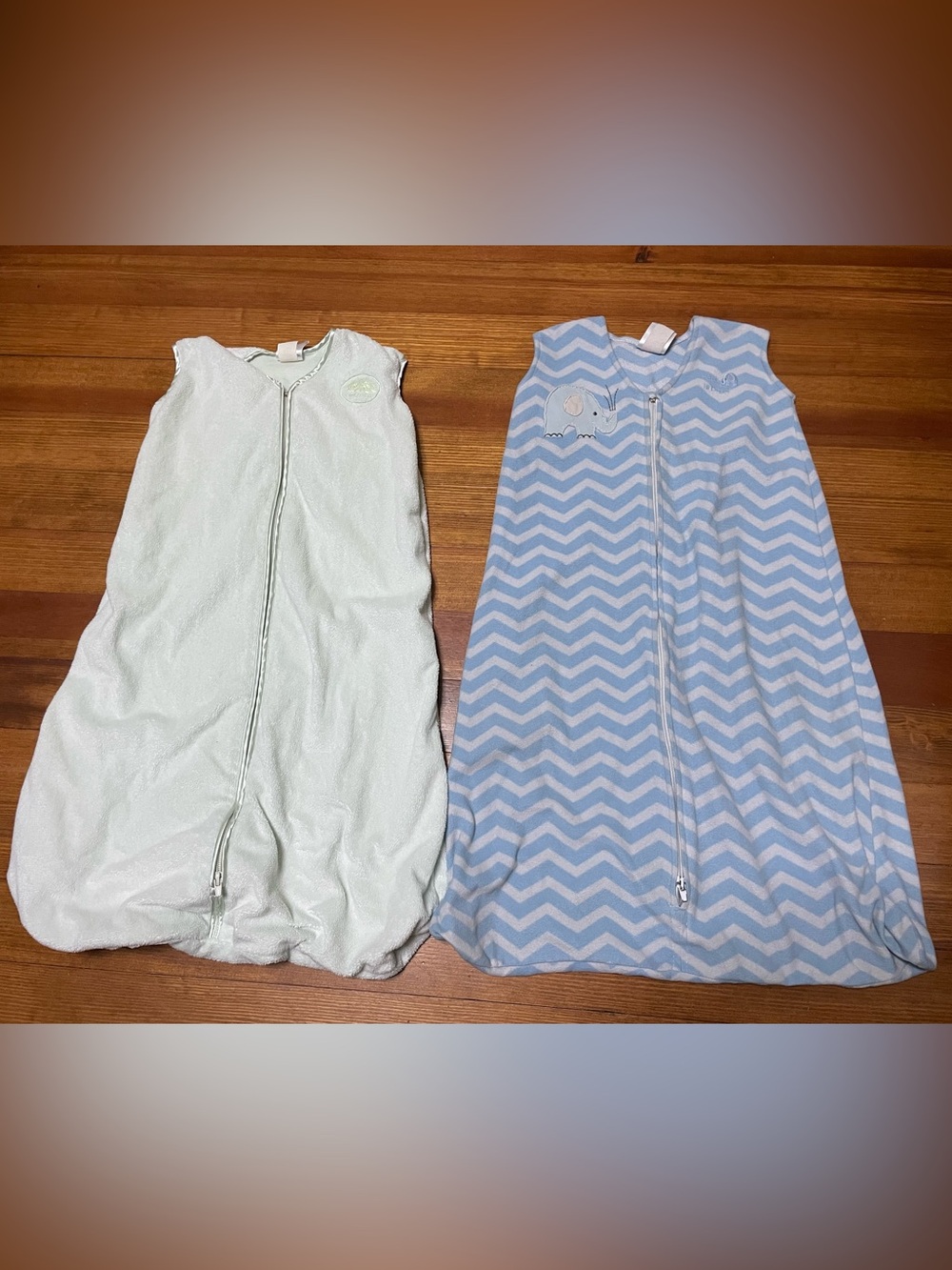 Halo Fleece Wearable Blanket Sleep Sacks - Light Blue Chevron & Pale Mint Size L